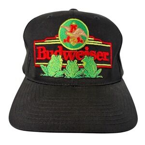 Vintage 1994 Budweiser Frogs Snapback Hat Black Beer Promo Cap 90s Retro